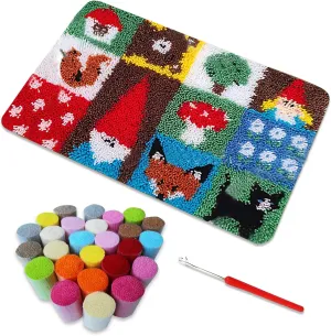 Gift2u Latch Hook Rug Kits DIY Crochet Yarn Rugs, 20x15in Colorful Printed Latch Hook Rug Kits, Needlework Arts Crafts Sewing Animal Latch Hook Kits for Beginners as Home Decoration
