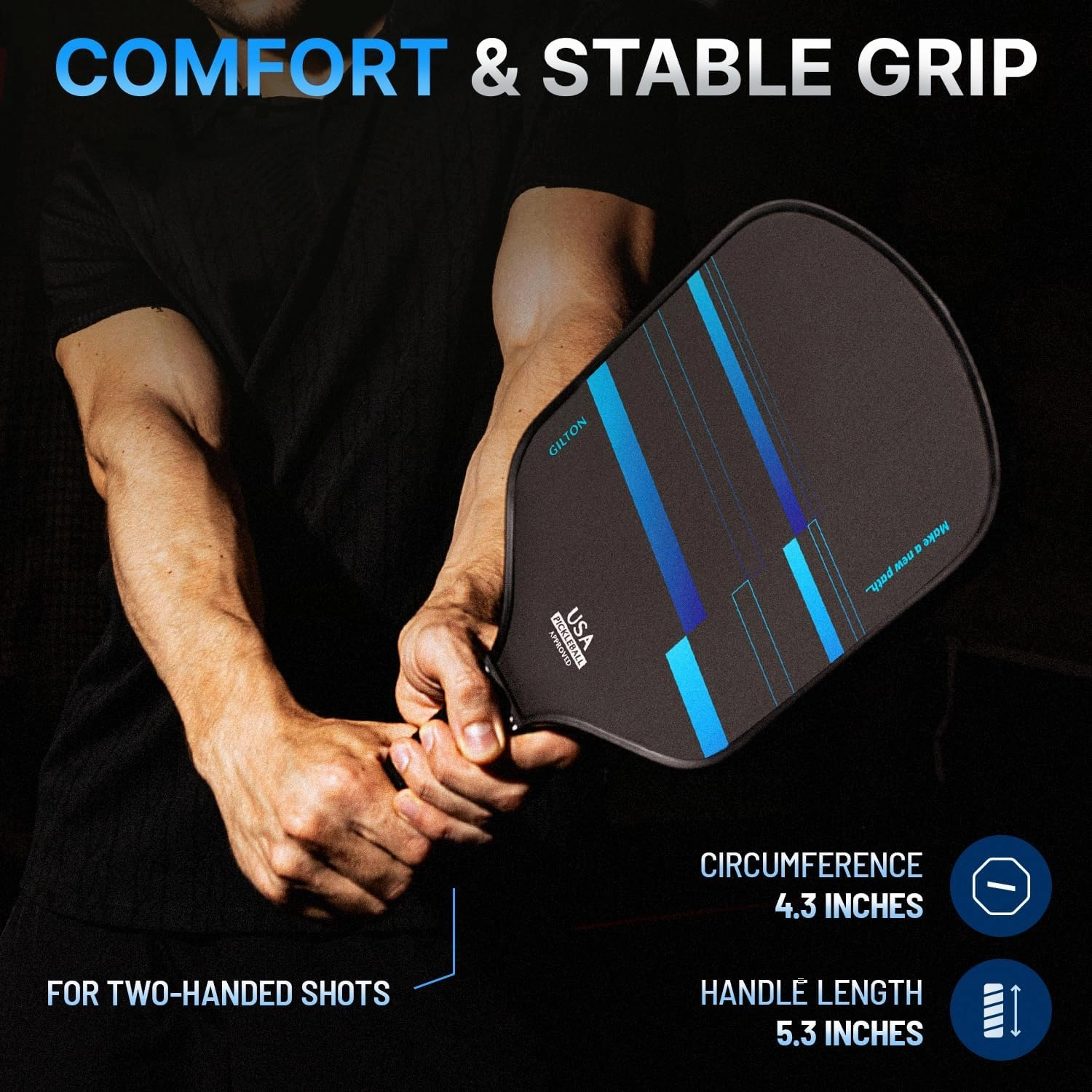 GILTON Pickleball Paddle Set of 2 - T700 Raw Carbon Fiber Surface - USAPA Approved Pickleball Rackets - 16mm Honeycomb Core - 2 Paddles,2 Balls,3 Overgrips,1 Eraser Block,Paddle Cover - Lightweight