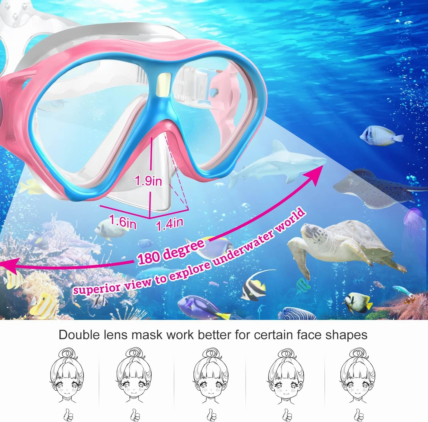 Gintenco Kids Snorkel Set, Diving Mask for Children as Unisex Kids Swimming Goggles, Anti-Fog Diving Mask and Dry Top Snorkel Combo Set for Junior and Youth