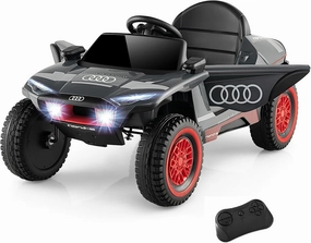 GLACER Audi Licensed Kids Car, RS E-tron Racing Electric Vehicles w/Parental Remote, Spring Suspension, Music & Horn, LED Lights, 2 Motors, 12V Battery Powered Ride on Toys for Boys Girls Aged 3 
