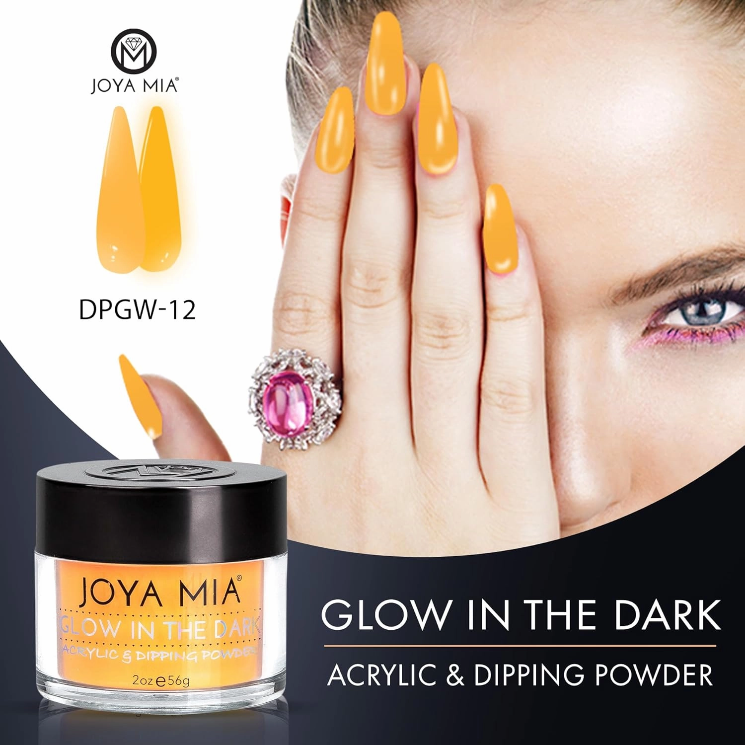 Glow-in-the-Dark Acrylic & Dipping Powder – Premium Nail Powder for Flawless Enhancements, Available in 12 Colors, 2 oz (DPGW-12) – Joya Mia