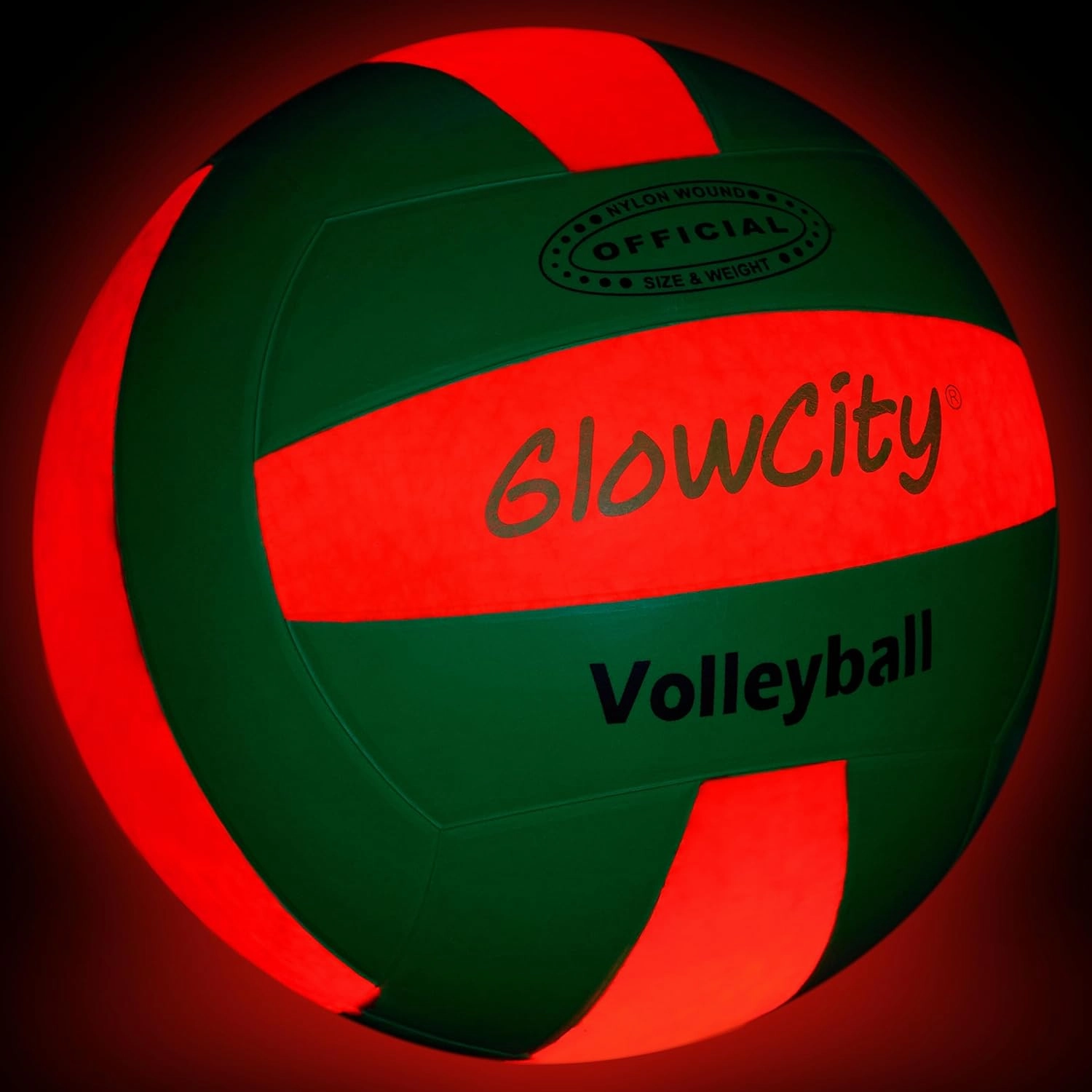 GlowCity Glow in The Dark Volleyball - Light Up Volleyballs for Kids, Teens and Adults with 2 LED Lights and Pre-Installed Batteries - Official Size and Weight﻿