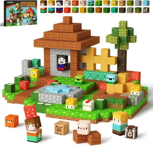 GobiDex Magnetic Blocks Kid Animal Farm Toys for 3  Years Old Boys Girls, Upgraded Build MagWonder World with STEM Magnets Building Set, Game-Based Sensory Gifts for Toddler