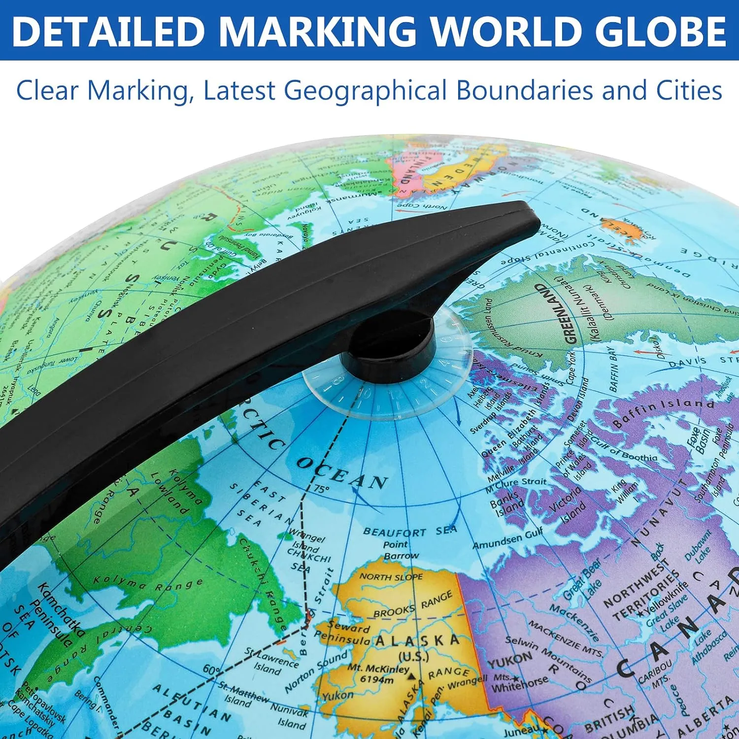GOCHANGE Globes for Kids, 13" Political Globe for Classroom Teaching with HD Waterproof Surface & Writable Surface, Full Length 19.7 inch 360° Spinning Globe for Education & Desk
