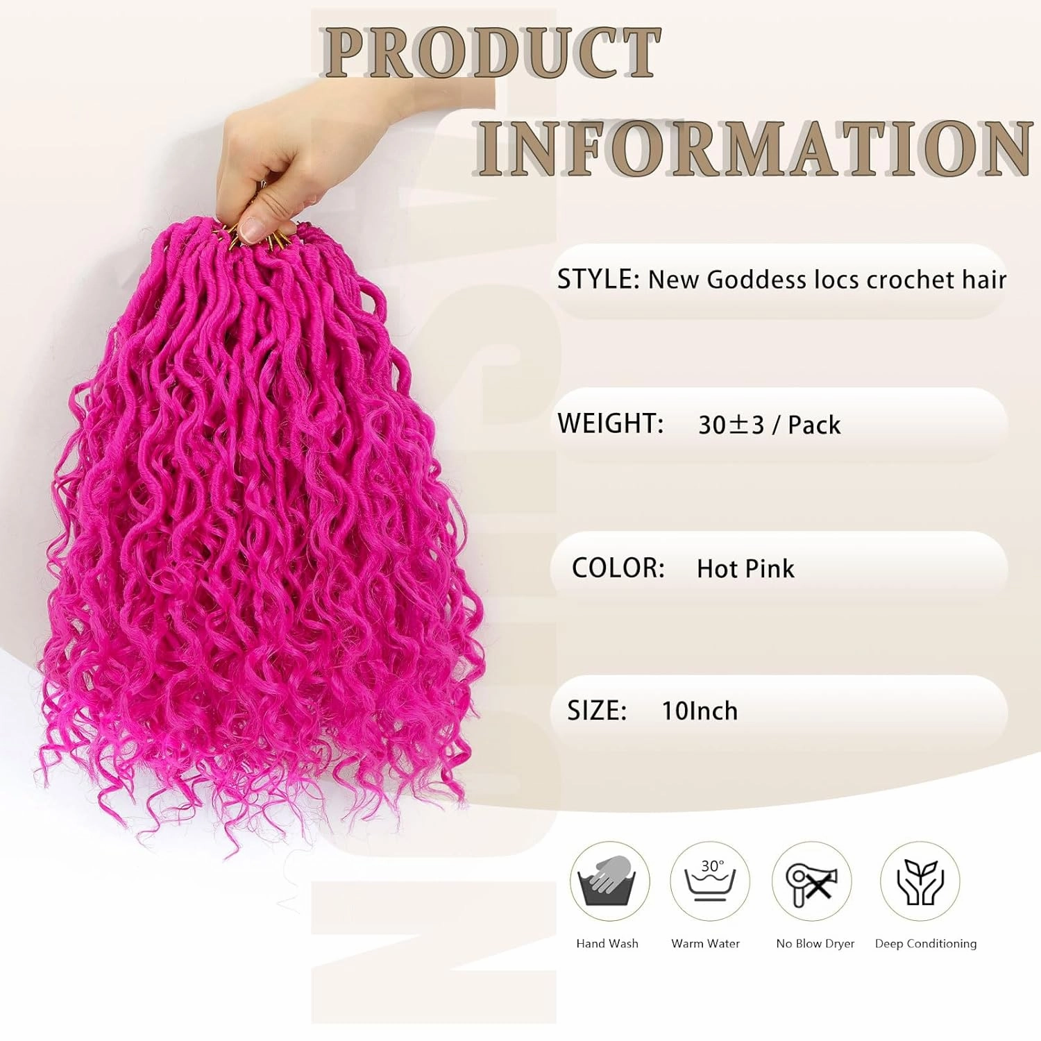 Goddess Locs 10 Inch, 9 Packs Boho Faux Crochet Hair for Black Women, Soft With Curly Ends Pre-Looped Braids (10 Inch, Pack of 9, Hot Pink)