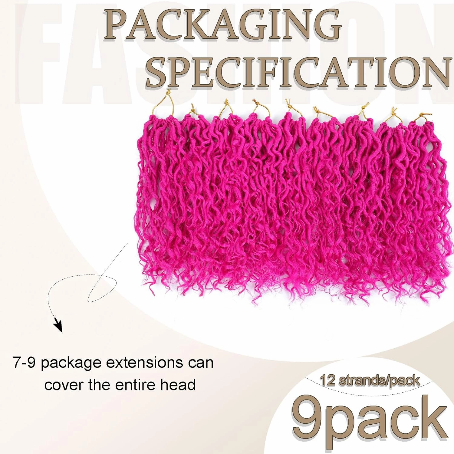 Goddess Locs 10 Inch, 9 Packs Boho Faux Crochet Hair for Black Women, Soft With Curly Ends Pre-Looped Braids (10 Inch, Pack of 9, Hot Pink)