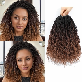 Goddess Locs Crochet Hair 10inch,9 Pakcs Boho Locs Crochet Hair,Faux Locs Crochet Hair for Black Women,Soft Locs With Curly Ends Pre Looped Crochet Braids(10inch(pack of 9),1B/33/30)