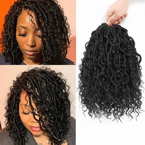 Goddess Locs Crochet Hair 10inch,9 Pakcs Boho Locs Crochet Hair,Faux Locs Crochet Hair for Black Women,Soft Locs With Curly Ends Pre Looped Crochet Braids(10inch(pack of 9),1B#)