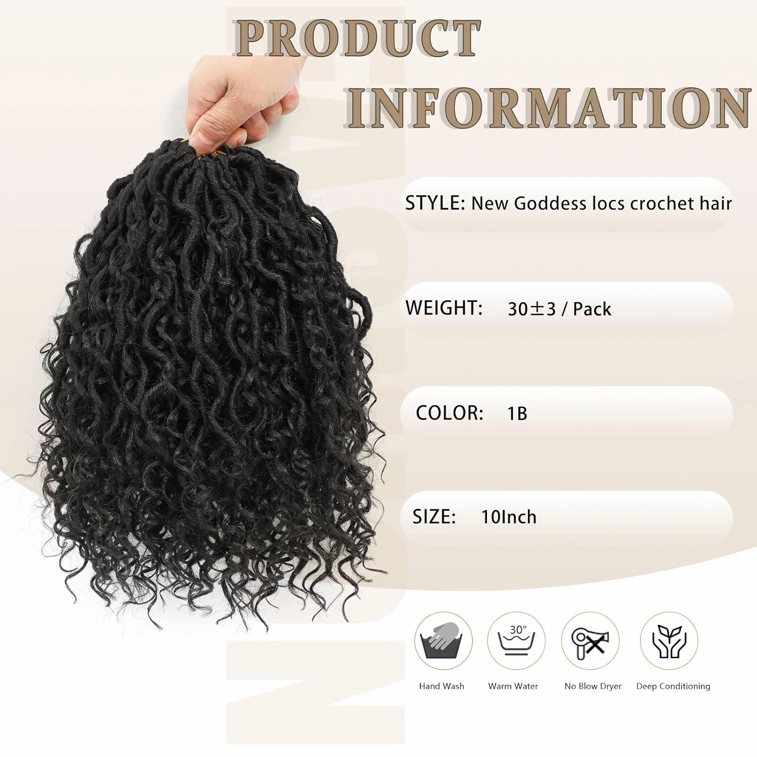 Goddess Locs Crochet Hair 10inch,9 Pakcs Boho Locs Crochet Hair,Faux Locs Crochet Hair for Black Women,Soft Locs With Curly Ends Pre Looped Crochet Braids(10inch(pack of 9),1B#)
