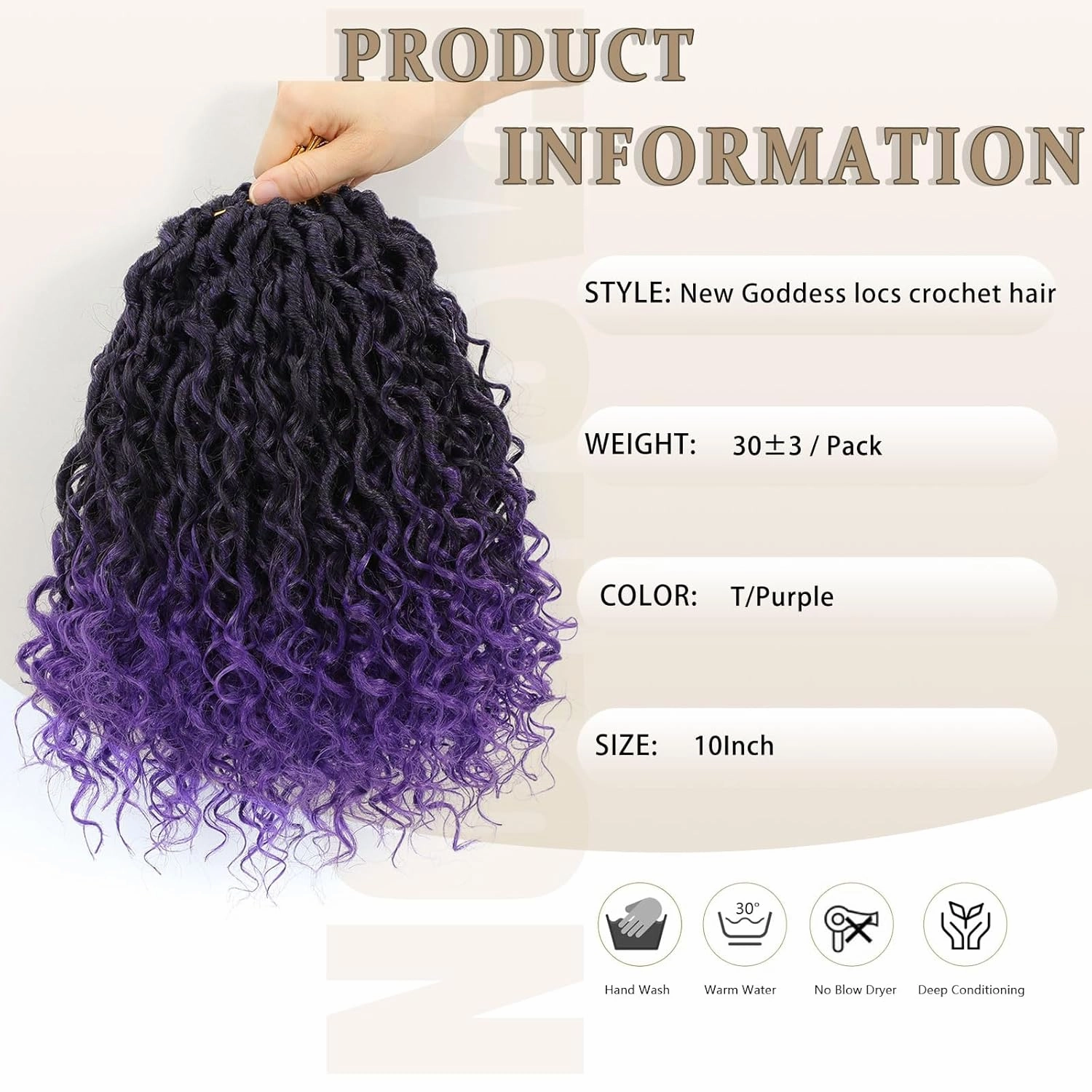 Goddess Locs Crochet Hair 10inch,9 Pakcs Boho Locs Crochet Hair,Faux Locs Crochet Hair for Black Women,Soft Locs With Curly Ends Pre Looped Crochet Braids(10inch(pack of 9),T/purple)