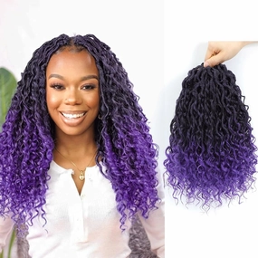 Goddess Locs Crochet Hair 10inch,9 Pakcs Boho Locs Crochet Hair,Faux Locs Crochet Hair for Black Women,Soft Locs With Curly Ends Pre Looped Crochet Braids(10inch(pack of 9),T/purple)