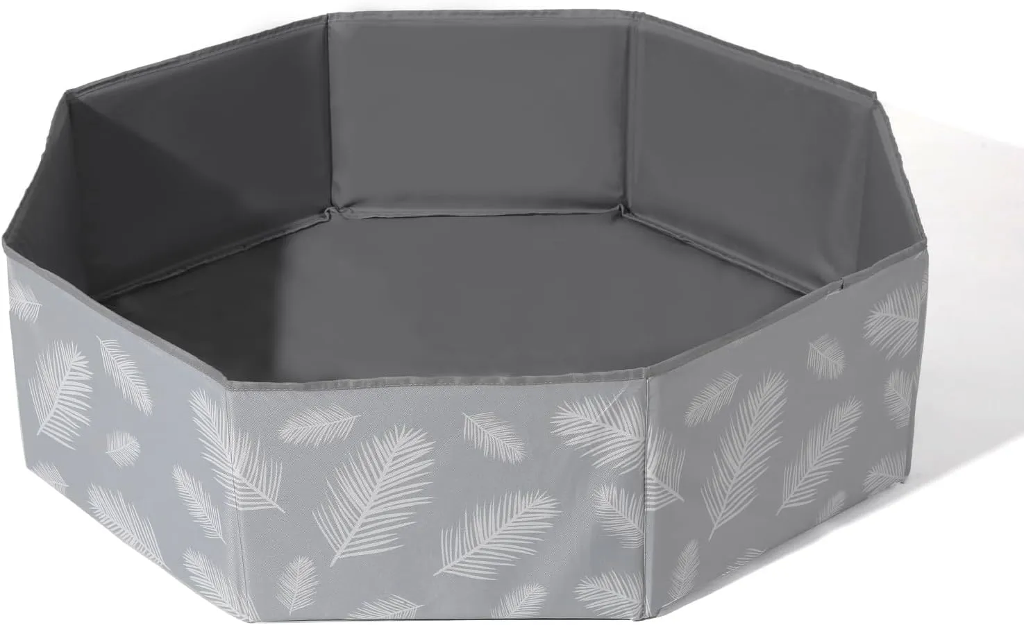 GOGOSO Foldable Ball Pit for Toddlers Large Soft Indoor Outdoor Pop Up Baby Kids Infant Ballpit Big Collapsible Puppy Dog Cat Pits with Basketball Hoop (Balls Not Included), Gray Leaves