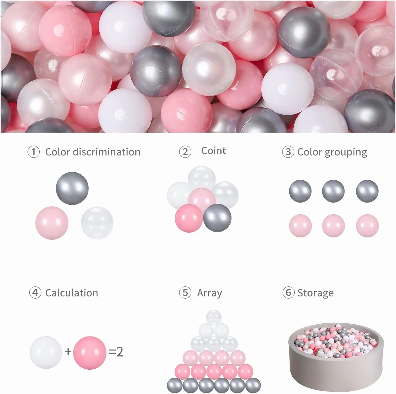 GOGOSO Ball Pit Balls for Toddles Kids Plastic Ballpits Accessories Crush Proof Durable Fun Shape Play Baby Bath Toys 50 100 200 500 1000