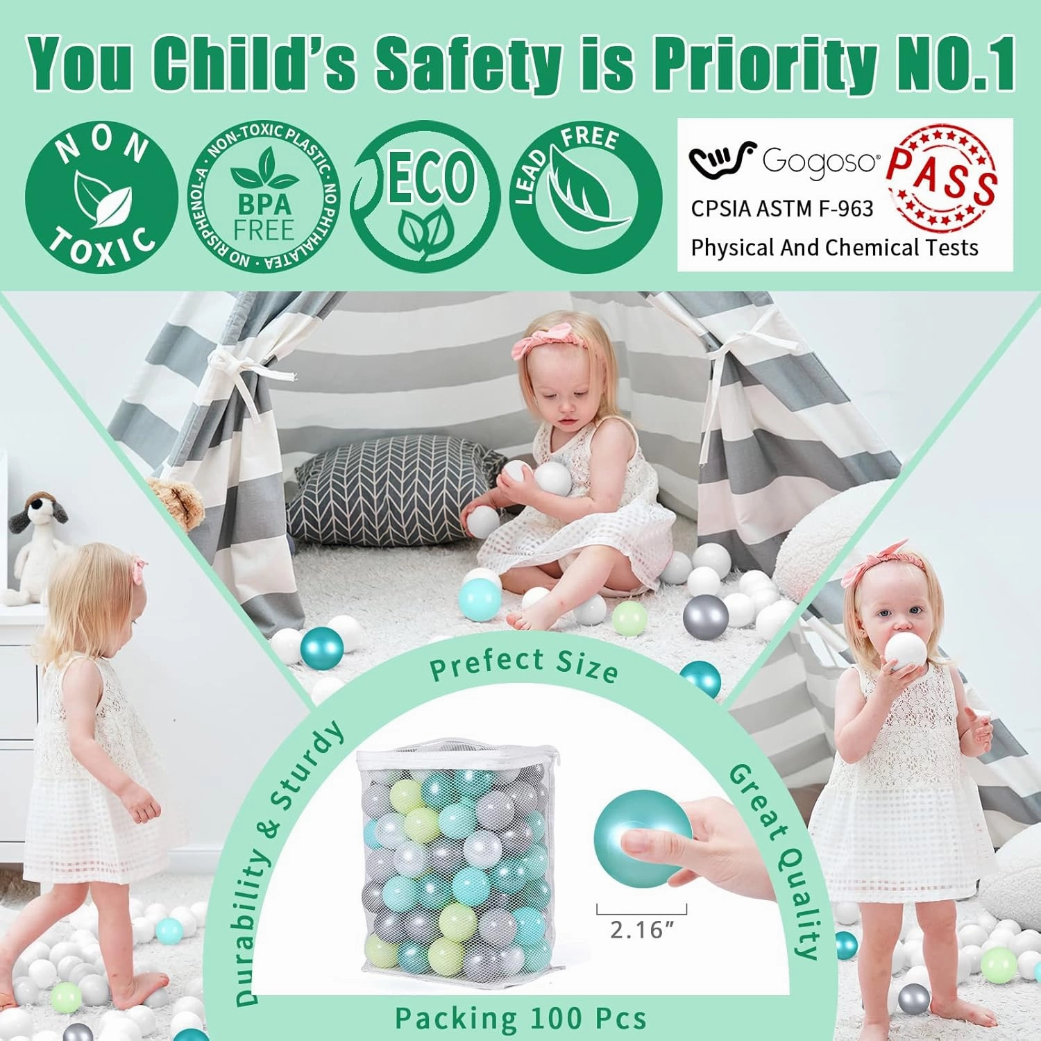 GOGOSO Ball Pit Balls for Toddles Kids Plastic Ballpits Accessories Crush Proof Durable Fun Shape Play Baby Bath Toys 50 100 200 500 1000