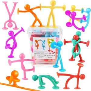 GOLDGE 28 Pack Suction Cup Fidget Toys Sensory Set - Pop, Pull & Stick Travel Sensory Toys for Kids with Autism, ADHD - Stress Relief Fidget Toy for Children Ages 3 , Assorted Colors for Boys & Girls