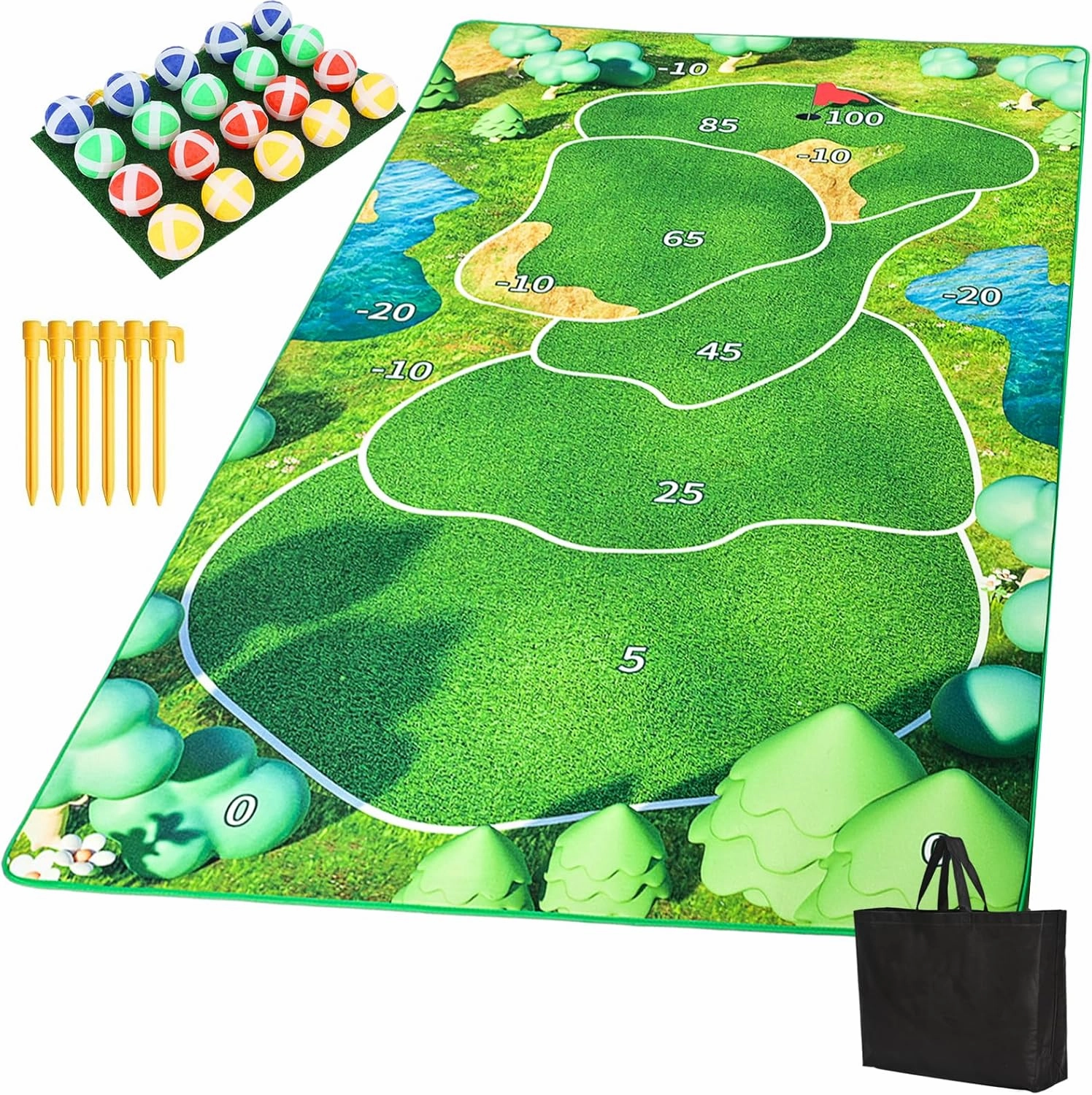 Golf Chipping Game Mat Set - 47"x70" Golf Game Outdoor Indoor Practice Mat for Home Backyard Garage Game Yard(No Club)