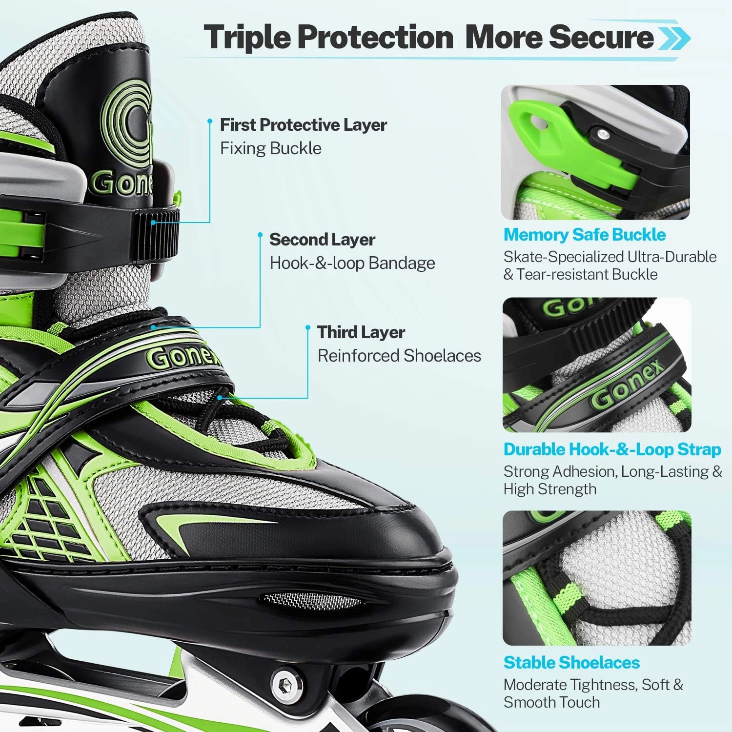 Gonex Inline Skates for Girls Boys Kids, Adjustable Skates Outdoor Blades Inline Roller Skates for Children Teens Women with Light Up Wheels for Indoor Outdoor Backyard Skating
