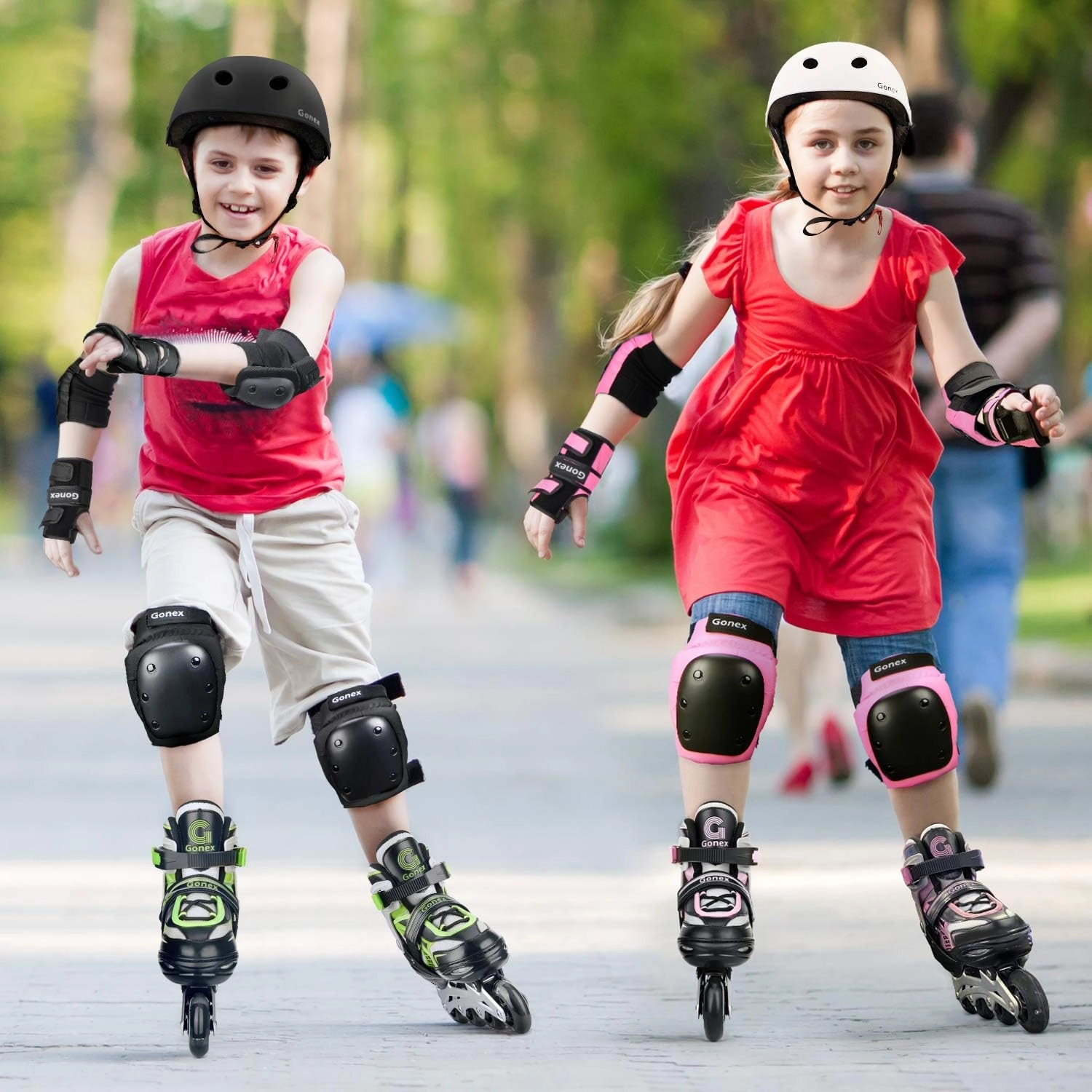 Gonex Inline Skates for Girls Boys Kids, Adjustable Skates Outdoor Blades Inline Roller Skates for Children Teens Women with Light Up Wheels for Indoor Outdoor Backyard Skating