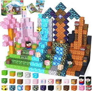 Goody King 200PCS Magnetic Building Blocks - Forest & Volcano Adventure Set, STEM Learning Toys for Kids Ages 3 , Strong Magnets, Creative Play, Gift for Boys & Girls