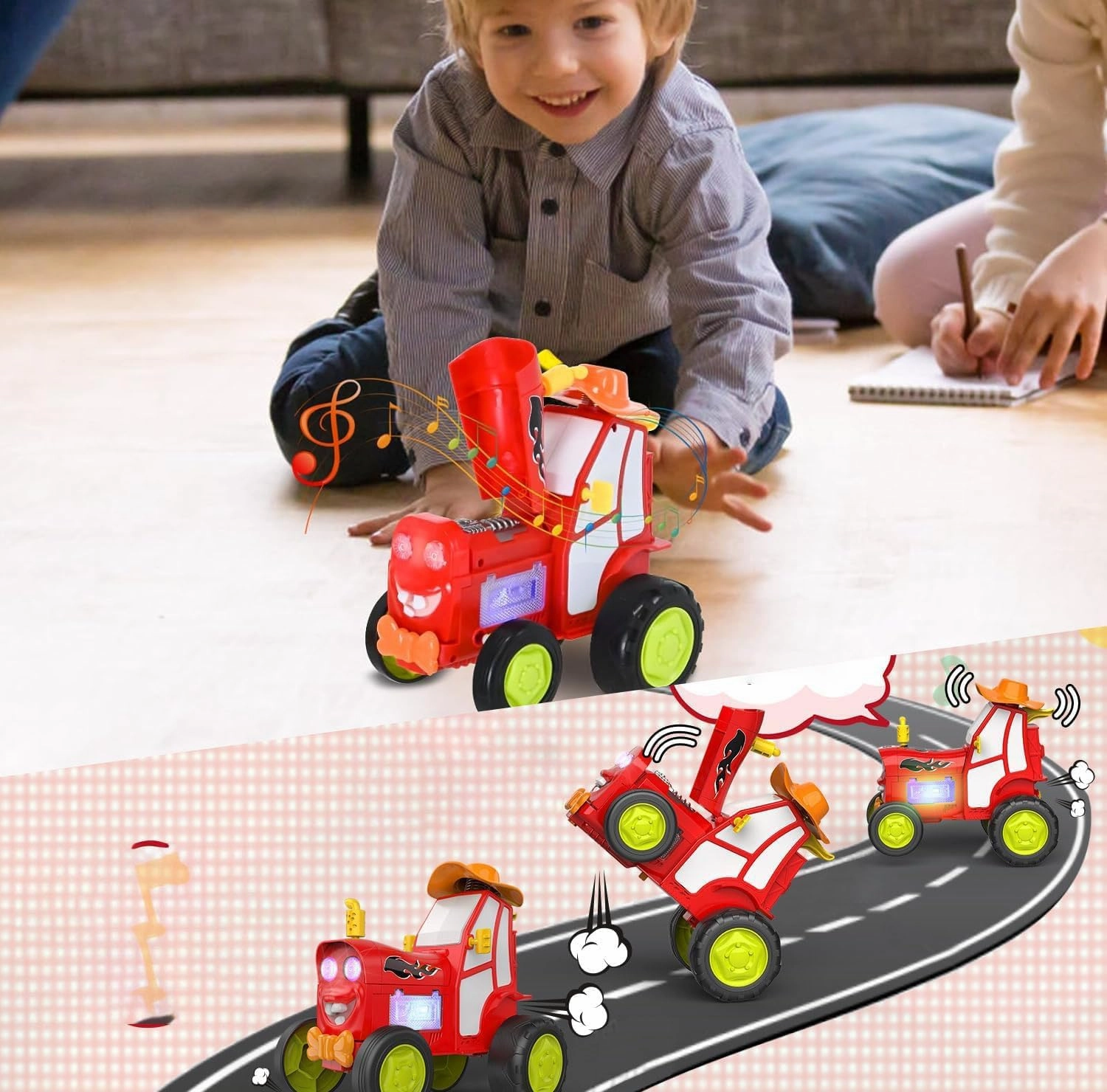 GoolRC Crazy Jumping RC Stunt Car With Music Lights - Rechargeable Remote Control Rocking Toy for Kids, Christmas Birthday Gift for 4-12 Boys Girls (Yellow)