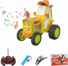 GoolRC Crazy Jumping RC Stunt Car With Music Lights - Rechargeable Remote Control Rocking Toy for Kids, Christmas Birthday Gift for 4-12 Boys Girls (Yellow)