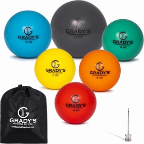 Grady's Pitching School Weighted Velocity Training Ball Set – Seam & Seamless Options for Pitching & Arm Strength   Set of 6 Balls   Carrying Case
