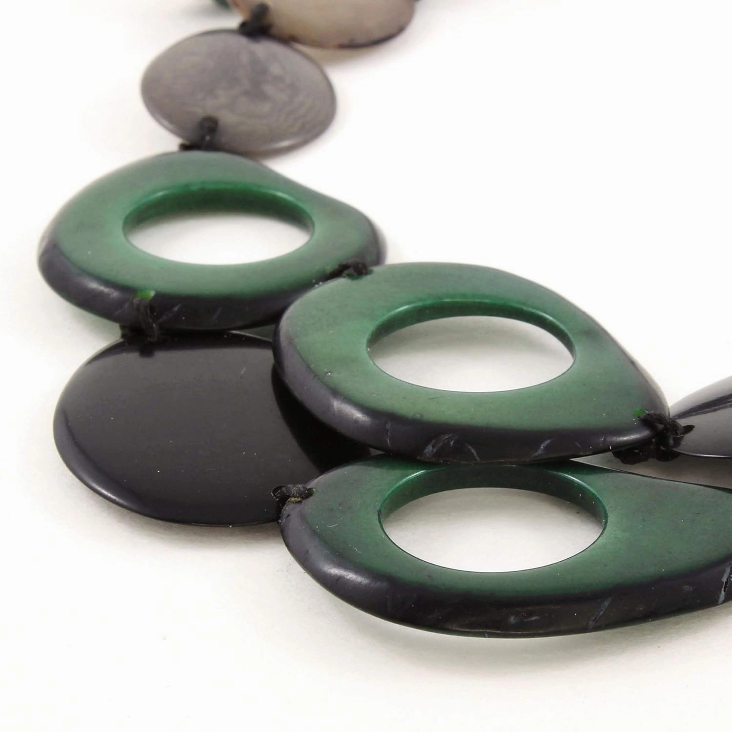 Gray and Green Statement Necklace Set made of Tagua, Bold Chunky Layered Bib, Eco Fair Trade Jewelry for Women