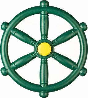 Green and Yellow Outdoor Playground Captain Pirate Ship Wheel, Plastic Playground Swing Set Accessories Steering Wheel