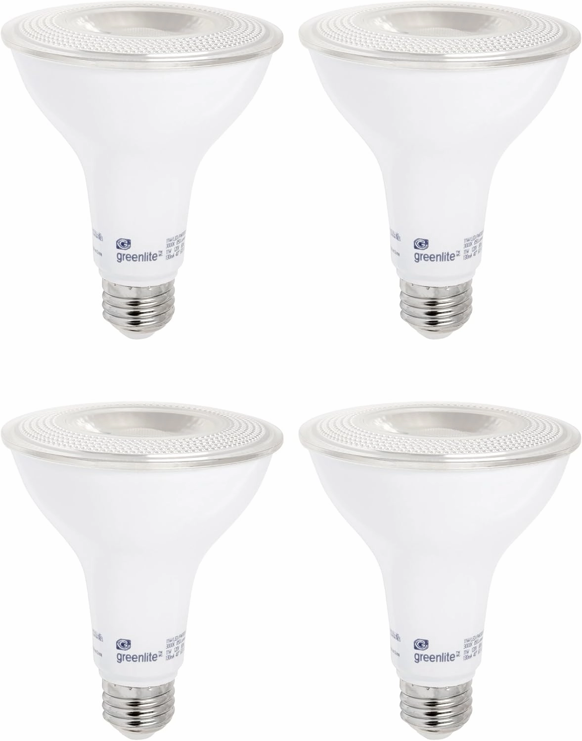 Greenlite LED PAR30 Long Neck Dimmable Flood Light Bulb, 11W (75W Equivalent), 850 Lumens, 5000k Daylight, Indoor/Outdoor, Weatherproof, 120V, Energy Star (4 Pack)