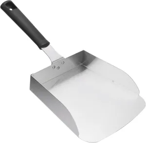 Griddle Food Mover, Professional Stainless Steel Food Mover BBQ Grill Shovel, Stir Fry Cook and Move Food, Large Design with Straight Edges,for Direct with Ingredients