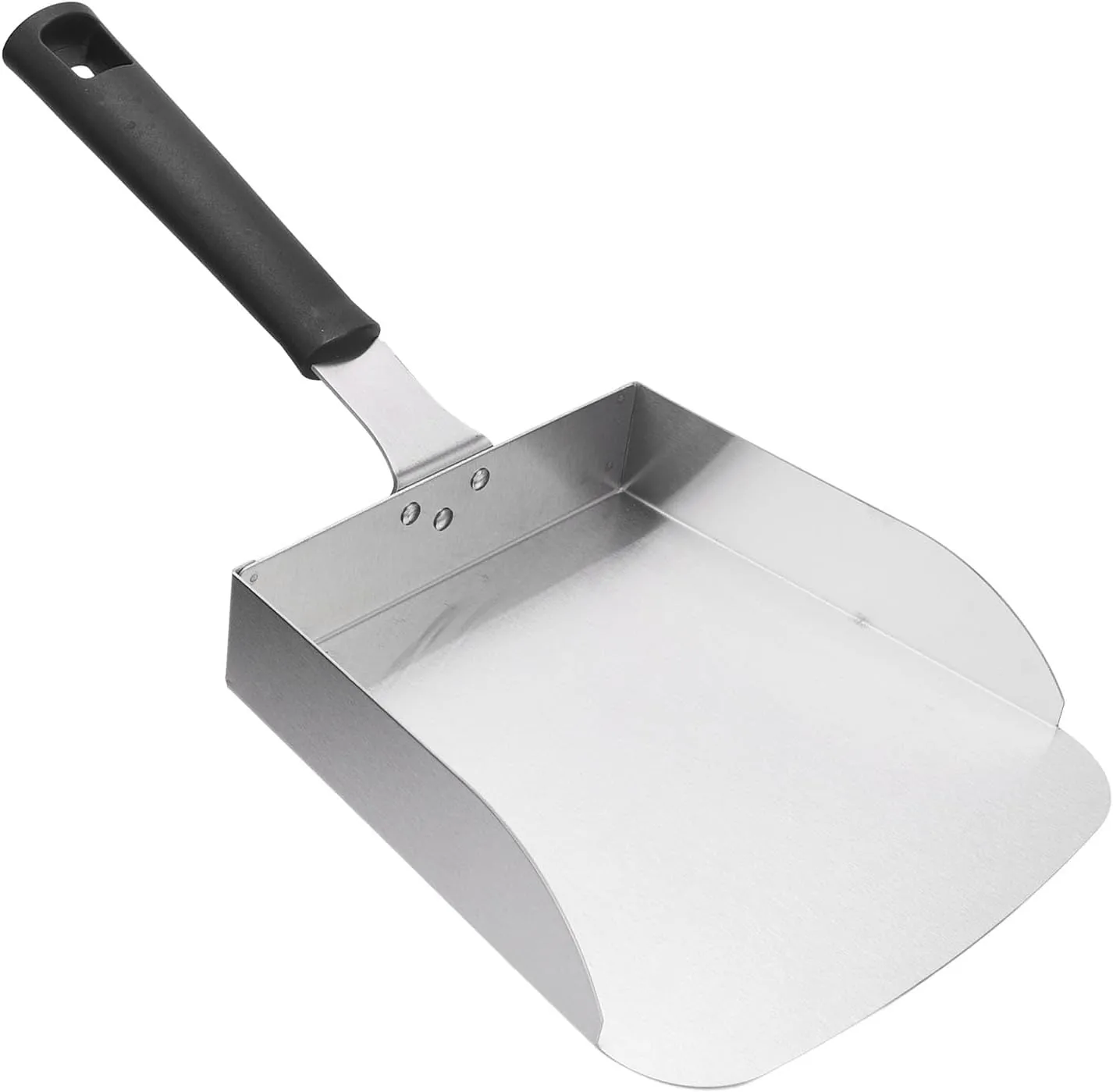 Griddle Food Mover, Professional Stainless Steel Food Mover BBQ Grill Shovel, Stir Fry Cook and Move Food, Large Design with Straight Edges,for Direct with Ingredients