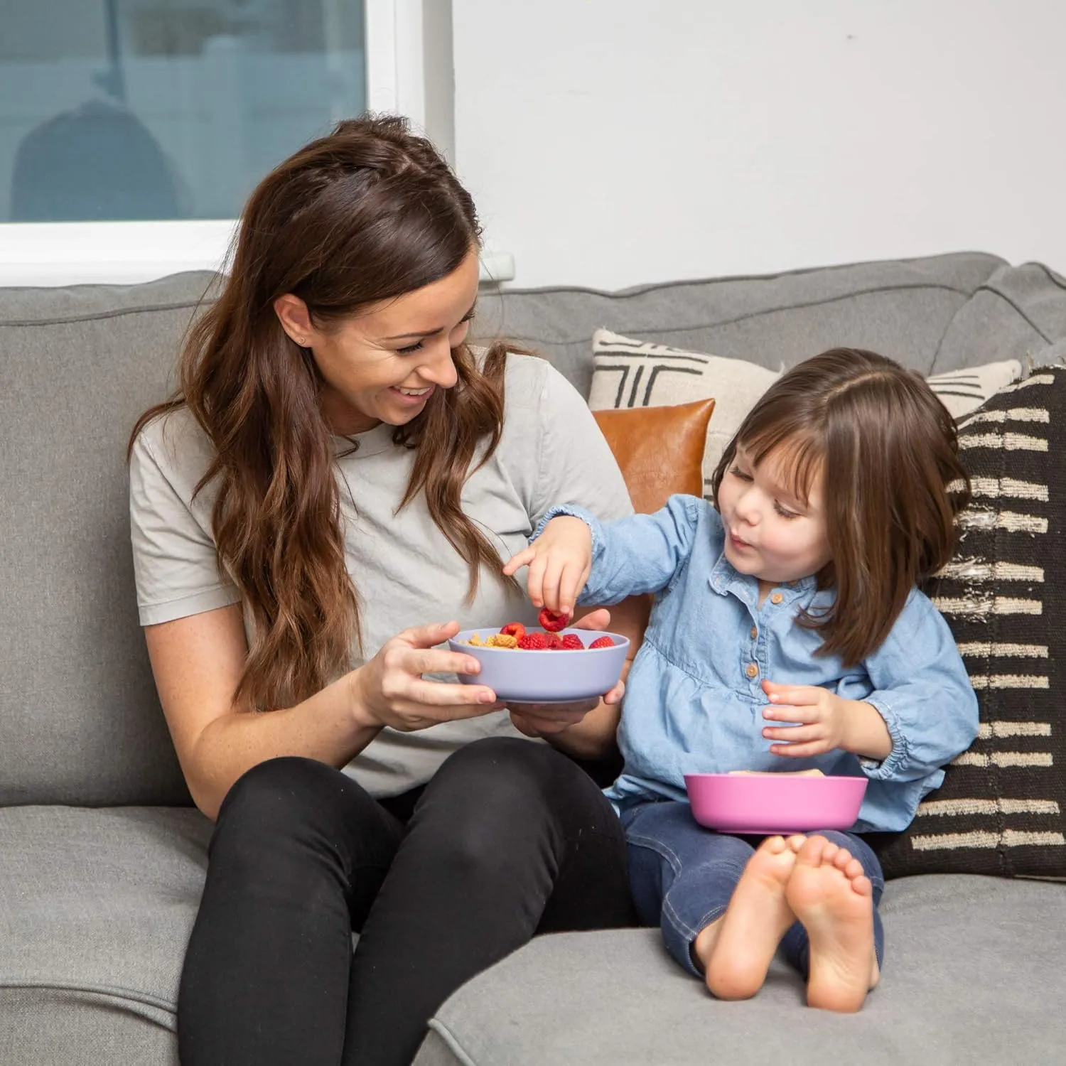 Grow Forward Bamboo Kids Plates and Bowls Sets - 8-Piece Dishwasher Safe Non Toxic Plates for Kids - Reusable Eco Friendly BPA Free Dishes Dinnerware Sets for Children - Floral