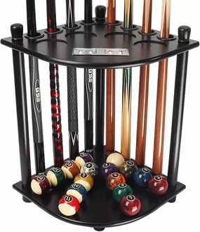 GSE Games & Sports Expert Corner-Style Floor Stand Billiard Pool Cue Racks with Score Counters, Holds Pool Cue Sticks, Balls Set, Ball Racks