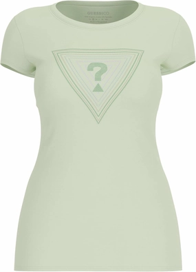 GUESS Women's Short Sleeve Eco Glitter Degrade Logo Tee