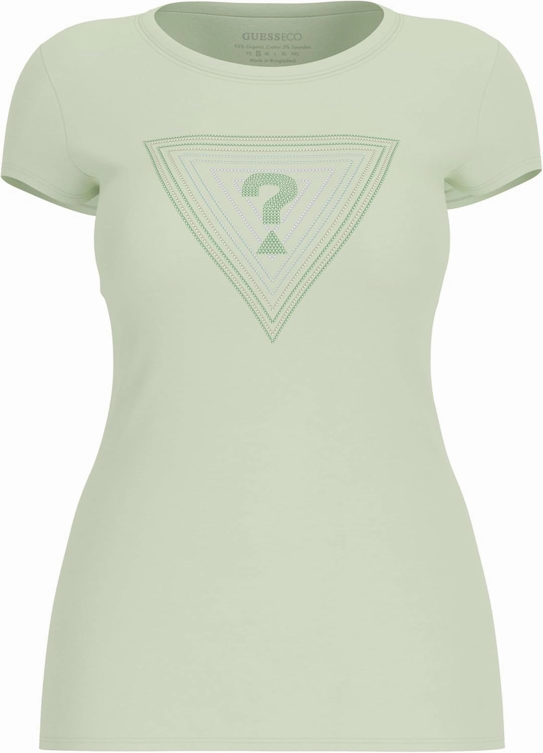 GUESS Women's Short Sleeve Eco Glitter Degrade Logo Tee