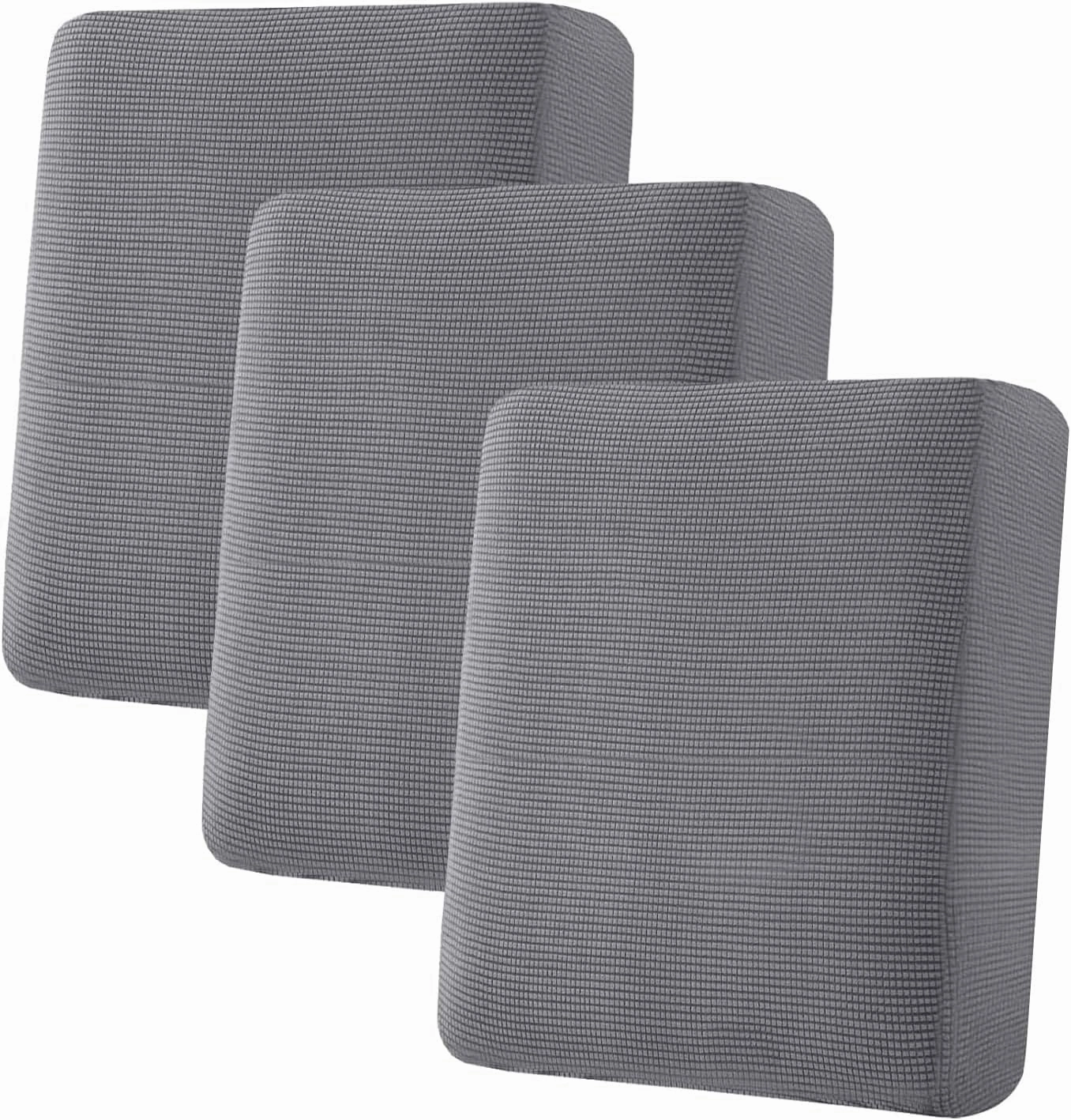 H.VERSAILTEX Super Stretch Couch Cushion Covers Individual Seat Couch Slipcover Sets Thick Jacquard Textured Twill Fabric (3 Piece Sofa Cushion Covers, Grey)