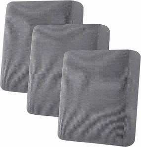 H.VERSAILTEX Super Stretch Couch Cushion Covers Individual Seat Couch Slipcover Sets Thick Jacquard Textured Twill Fabric (3 Piece Sofa Cushion Covers, Grey)