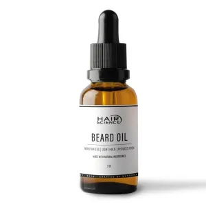 Hair Science Beard Oil for Men - Conditioner, Light Hold, Reduces Itch, Beard, Mustache & Facial Hair Growth, Aftershave Oil, Men’s Skincare, Professional Barber Formulation, Eucalyptus Scent (2 Oz)