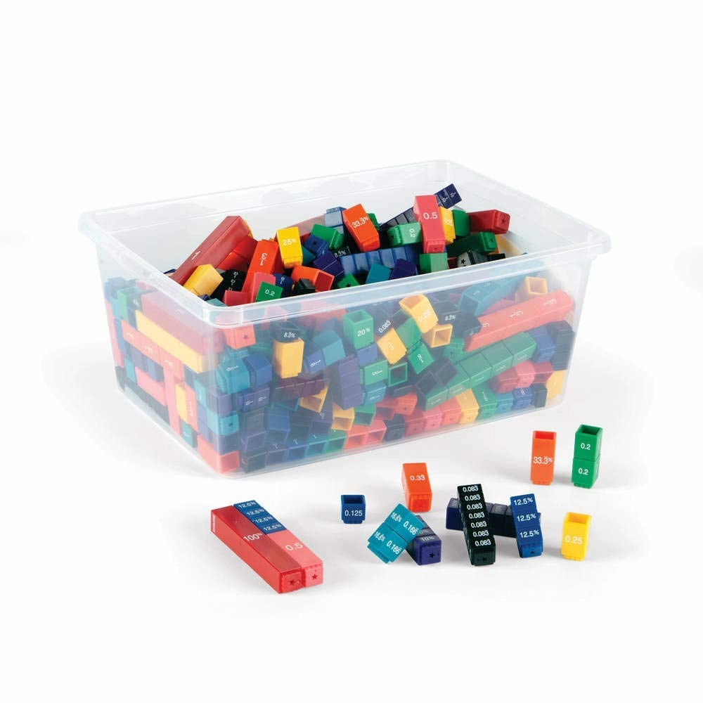 hand2mind Plastic Rainbow Fraction Tower Equivalency Cubes Montessori Math Materials for Kids to Learn Fraction Equivalence Math Manipulatives 4th Grade, Homeschool Supplies (Set of 15)