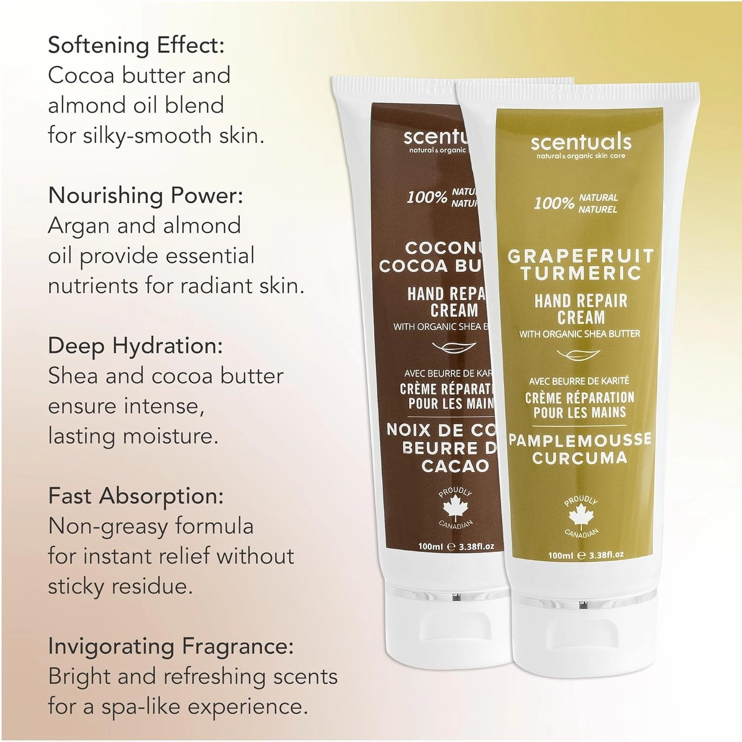 Hand Cream Set of 2, with Shea Butter, Cocoa Butter, Argan & Almond oil, Moisturizing Dry Hands. Coconut Cocoa Butter   Grapefruit Turmeric | 100ml (3.4fl.oz) x 2.