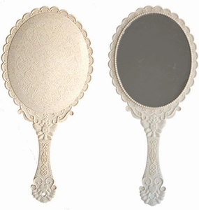 Hand Mirror Vintage Handheld Mirror with Handle Vanity Makeup Mirror Travel Mirrors (Carved Oval, Rose Gold/Beige/Gold)