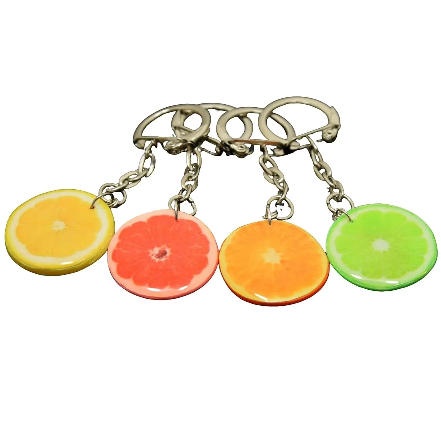 Handmade Fruit Keychain Handbag Charm Lemon, Orange, Grapefruit, Lime Keyring Vegeterian Gift Idea Polymer Clay Key Chain Slice Bright Jewelry Gift for Girl