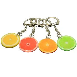 Handmade Fruit Keychain Handbag Charm Lemon, Orange, Grapefruit, Lime Keyring Vegeterian Gift Idea Polymer Clay Key Chain Slice Bright Jewelry Gift for Girl