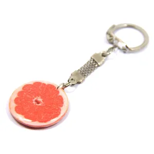 Handmade Pamelo Grapefruit Keychain Handbag Charm Citrus Keyring Vegeterian Gift Idea Polymer Clay Grapefruit Key Chain Fruit Slice Bright Jewelry Gift for Girl