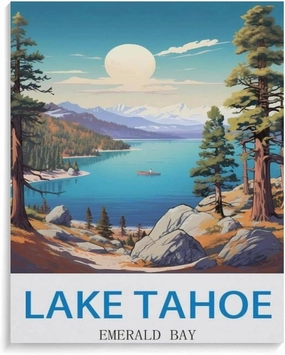 hdksyhsu Lake Tahoe Emerald Bay，Paint by Number DIY Oil Painting Paint by Numbers Kits for Adults Beginner Canvas Acrylic Arts Craft for Home Wall Decor Drawing(50x60cm-K59