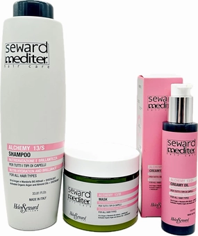 Helen Seward Mediter 13/S Alchemy Argan Shampoo 33.8 Oz, 13/M Argan mask 16.9 Oz and 13/O1 Creamy Oil 5.07 Fl Oz Kit
