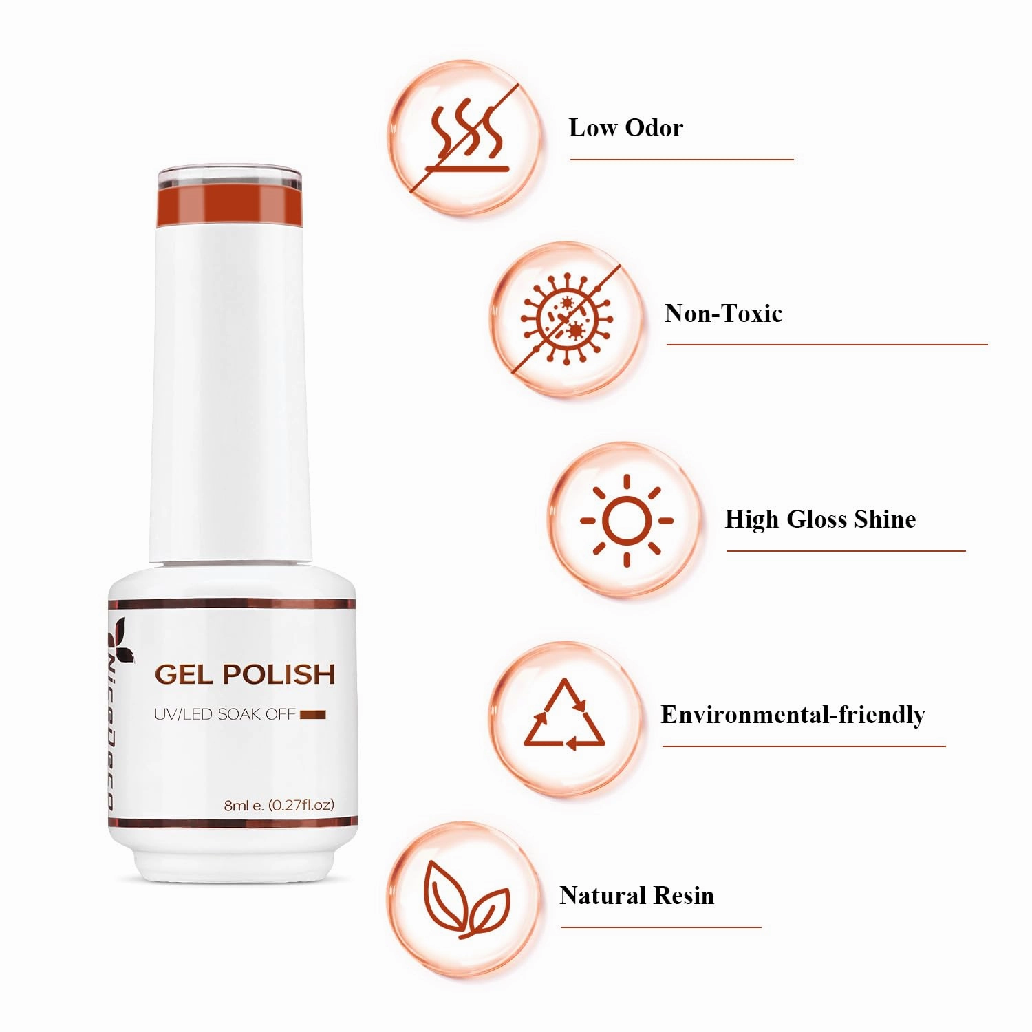 Hema Free Cruelty Free Vegan Gel Nail Polish 6 Pcs 8ml Fall Color Soak Off LED U V Gel Nail Kit Manicure DIY Home for Women