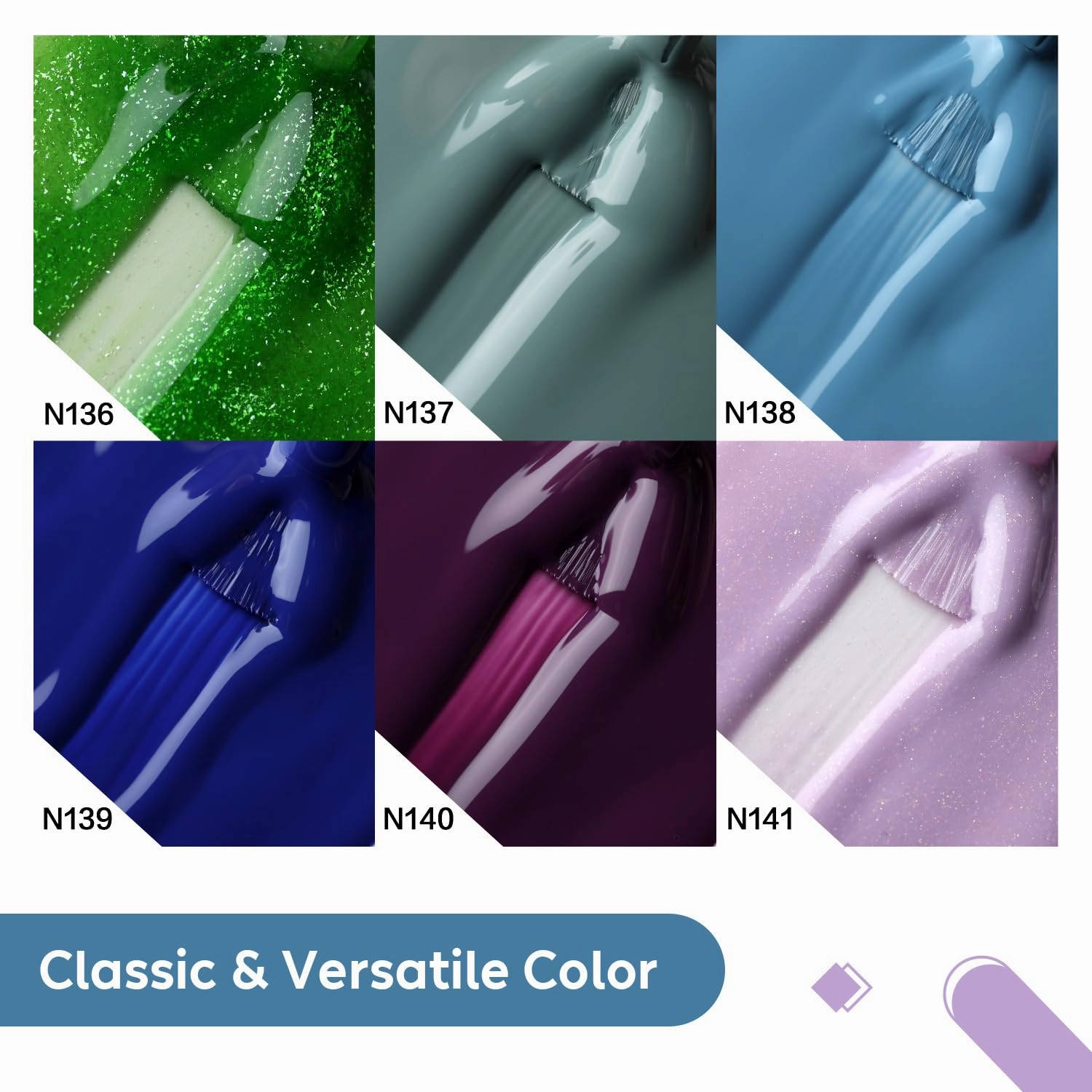Hema Free Cruelty Free Vegan Gel Nail Polish 6 Pcs 8ml Green Blue Purple Glitter Color Soak Off LED U V Gel Nail Kit Manicure