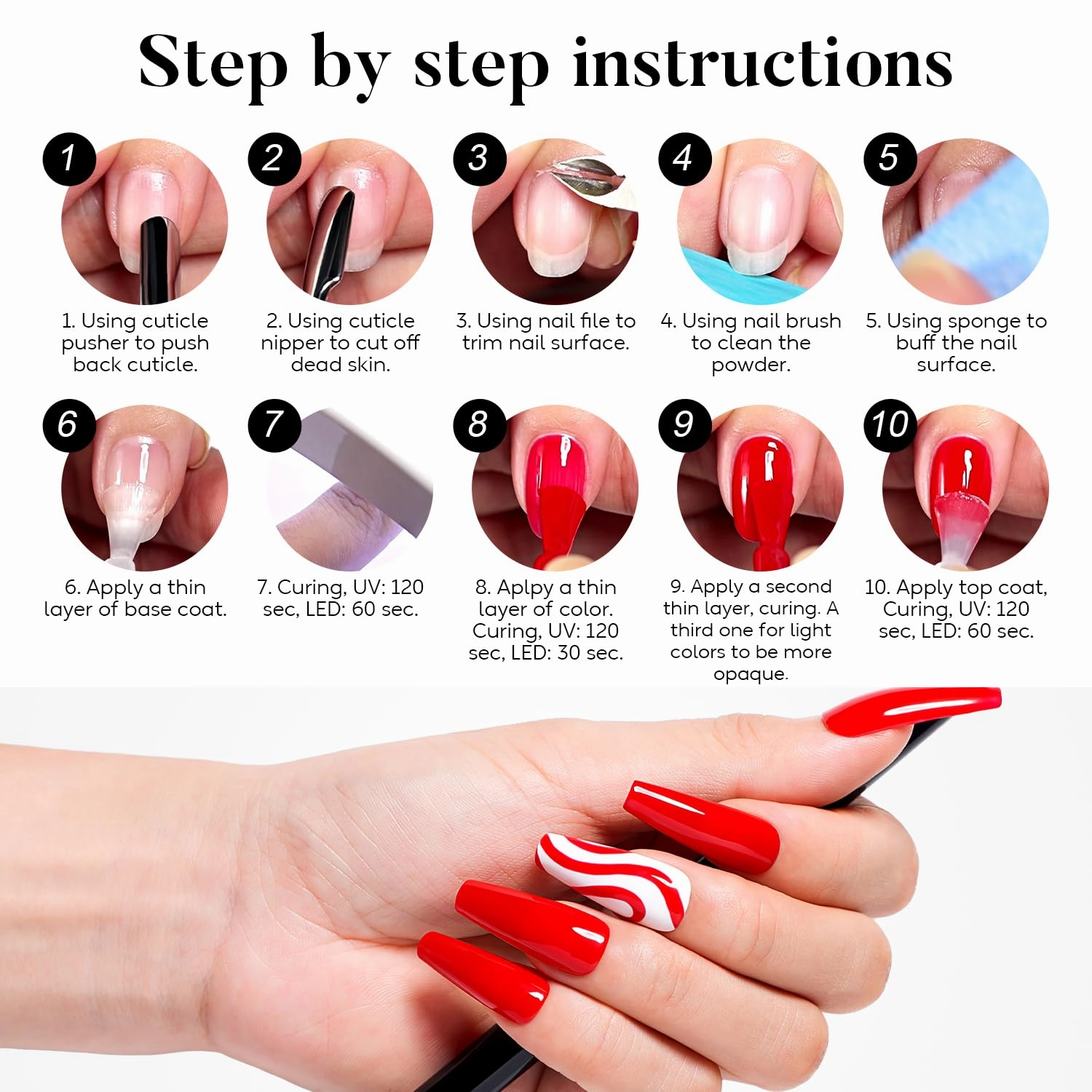 Hema Free Gel Nail Polish 6 Pcs 8ml Brown Burgundy Red Glitter Nude Color Soak Off LED Cruelty Free Vegan U V Gel Nail Kit