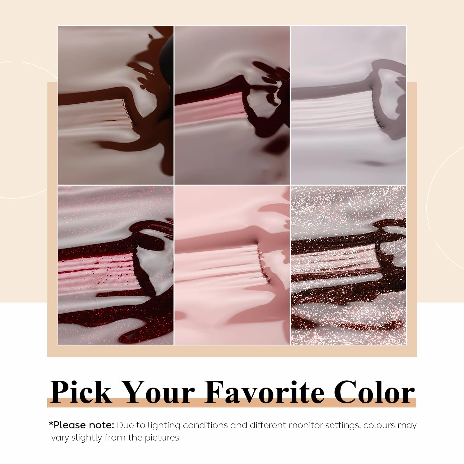 Hema Free Gel Nail Polish 6 Pcs 8ml Brown Burgundy Red Glitter Nude Color Soak Off LED Cruelty Free Vegan U V Gel Nail Kit